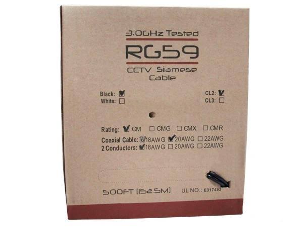 20AWG 1000ft Black RG59 Coaxial Cable T23573
