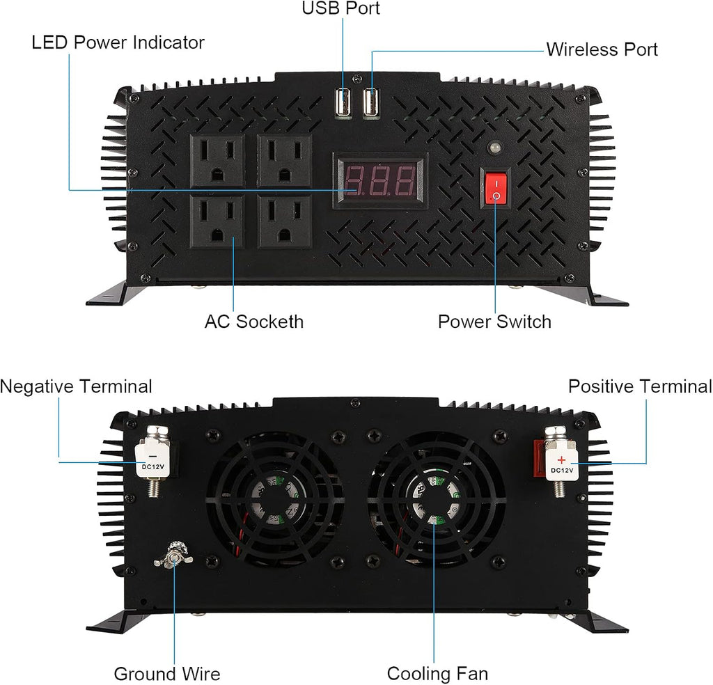 5500W Power Inverter 12V to 110V DC to AC F63518