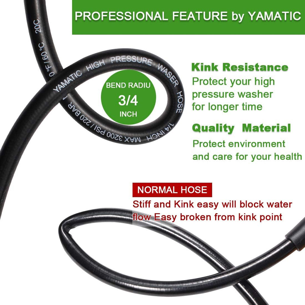 Pressure Washer Hose 3200 PSI 100 FT X 1/4", M22 to 3/8" Quick Connect Couplers, Pack of 2 Z4823