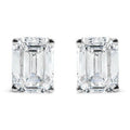 14K White Gold Emerald Cut Lab Grown Diamond Solitaire Stud Earrings E955