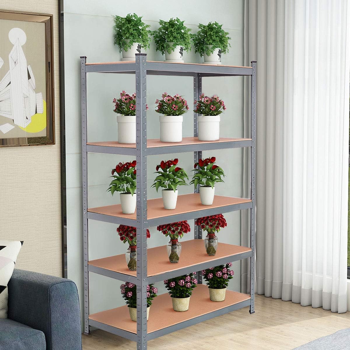 5-Tier Steel Storage Shelves with Adjustable Shelves (2 PCS) F172