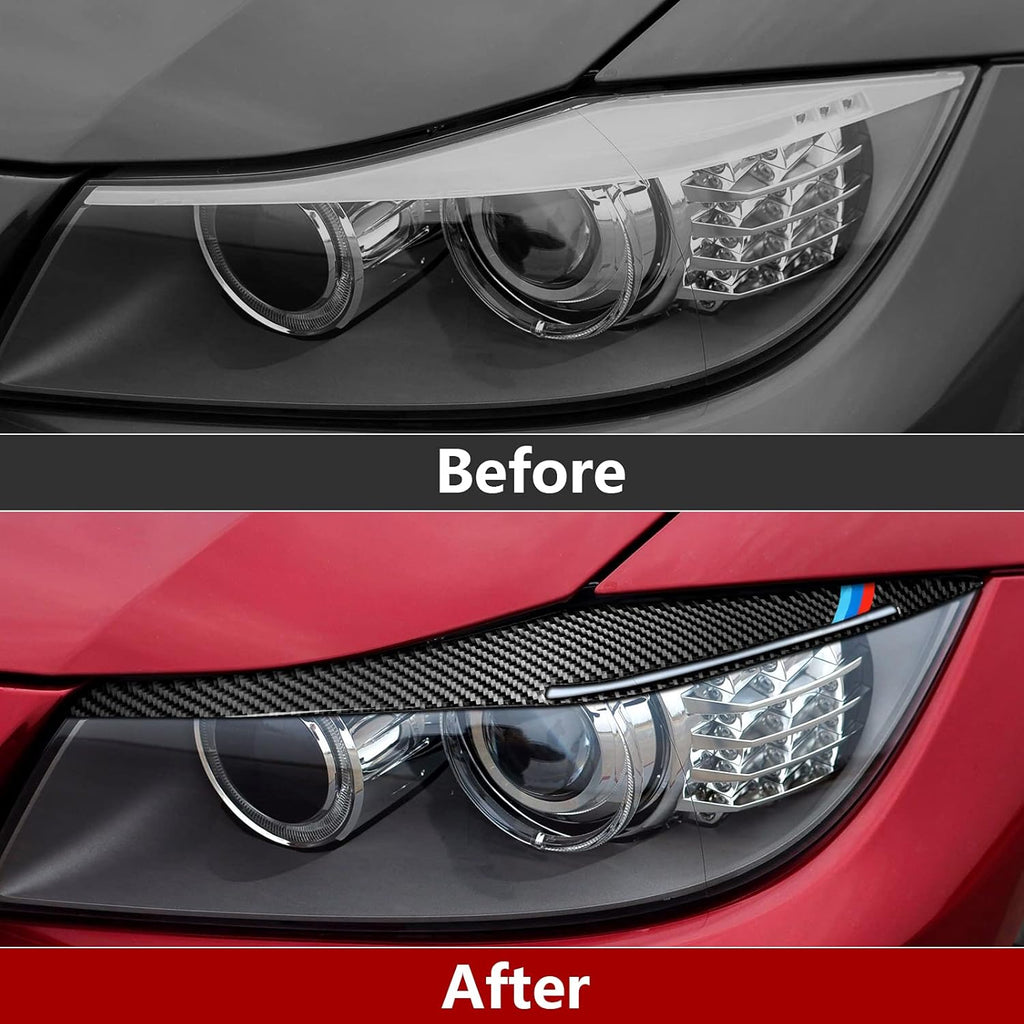 Carbon Fiber Headlights Eyebrows Sticker Decals Trim Cover for BMW E90 T1959