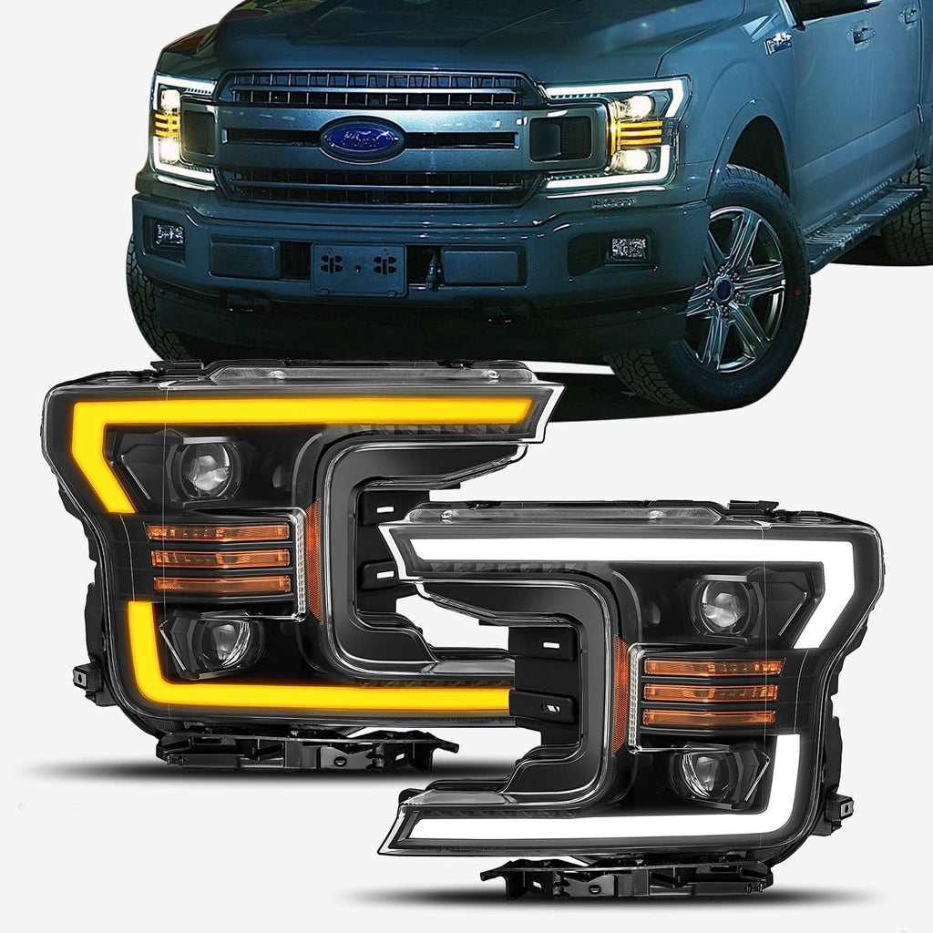 Jet Black LED Tube Dual Projector Headlights M35311