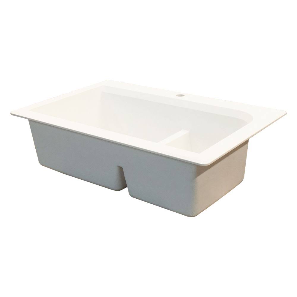 33-in Drop-In Granite Kitchen Sink in White H665