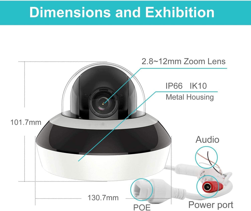 4.0MP POE IP PTZ Dome Camera with Audio, Alarm, Pan & Tilt A3404