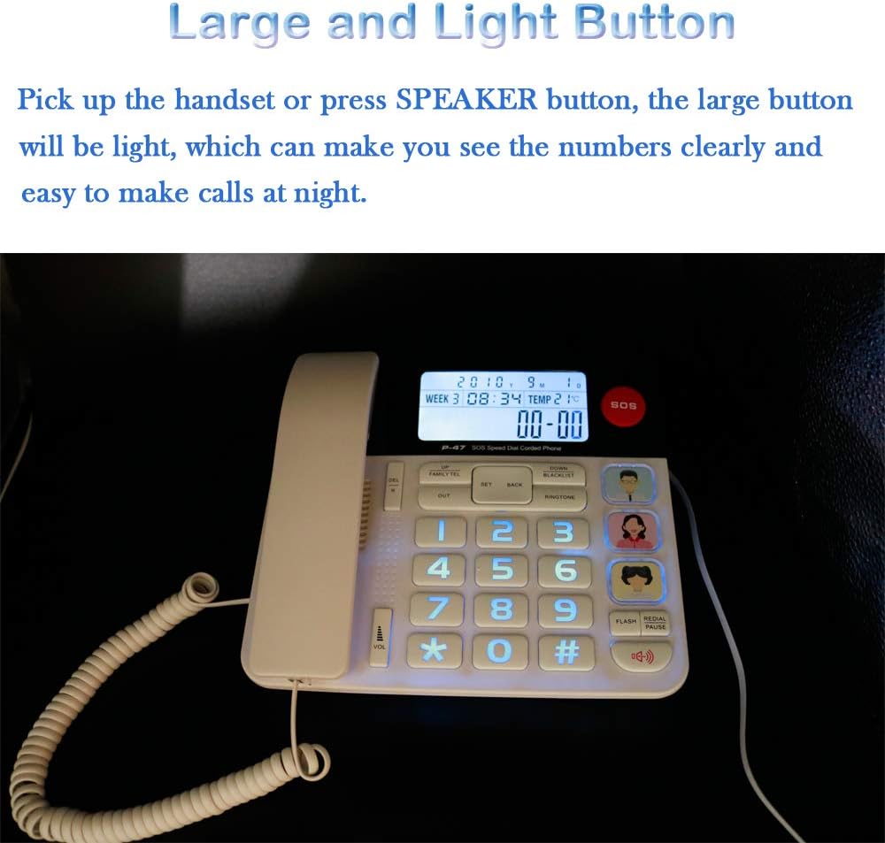 Corded Phones with Big Button, Caller ID, Amplified Phones, Pack of 2 L67686