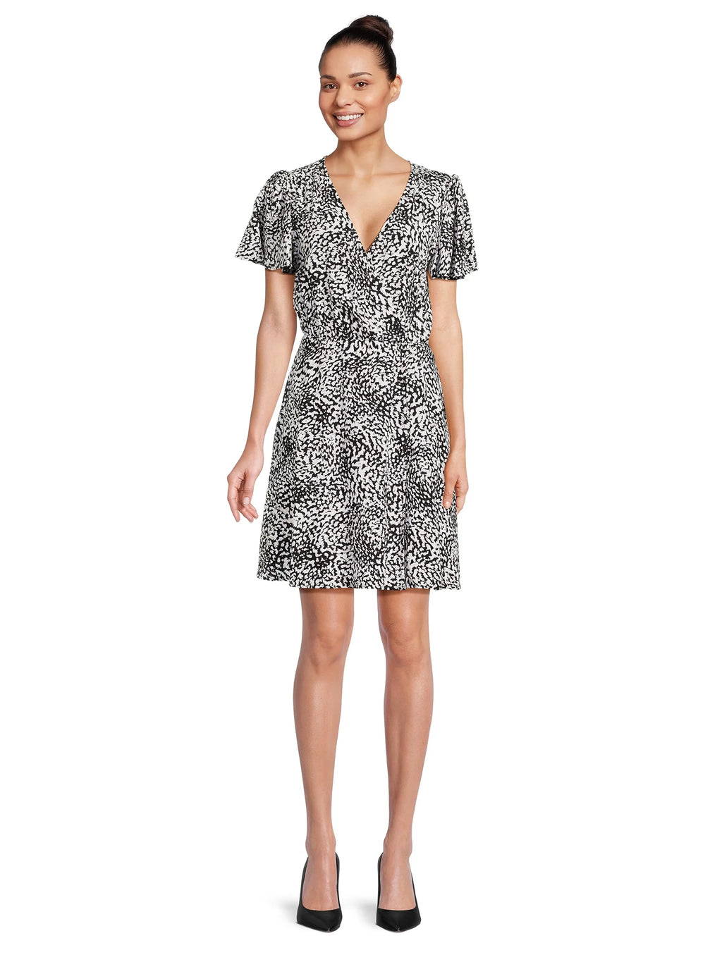 Flutter Sleeve Faux Wrap Dress P61791