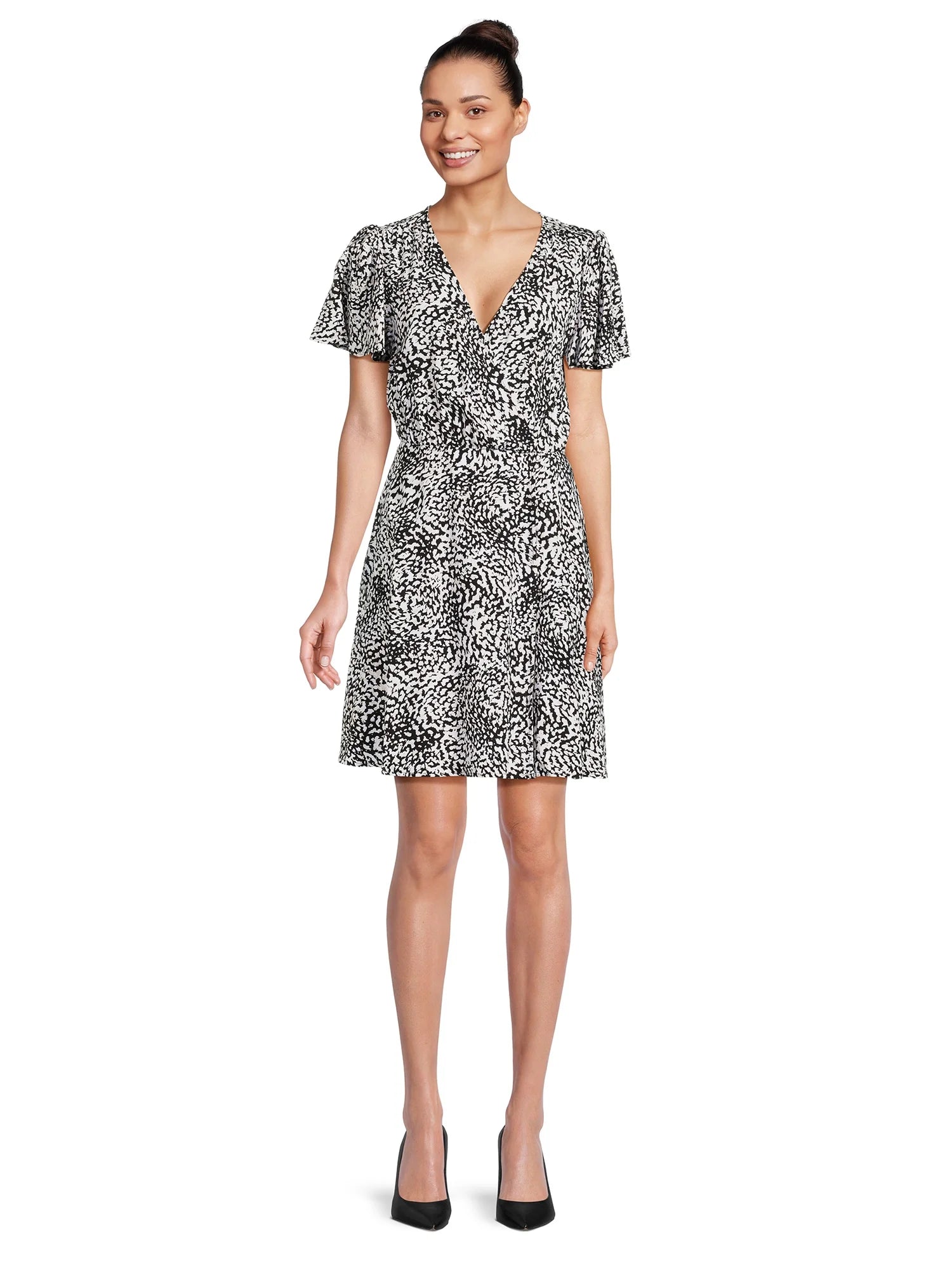 Flutter Sleeve Faux Wrap Dress P61791