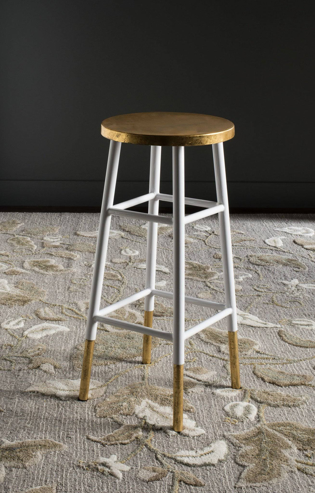 Metallic Bar Stool, White/Gold S12636