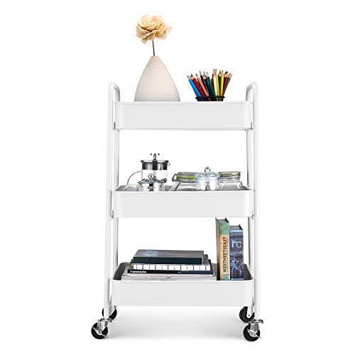 White 3-Tier Rolling Metal Utility Cart I776625