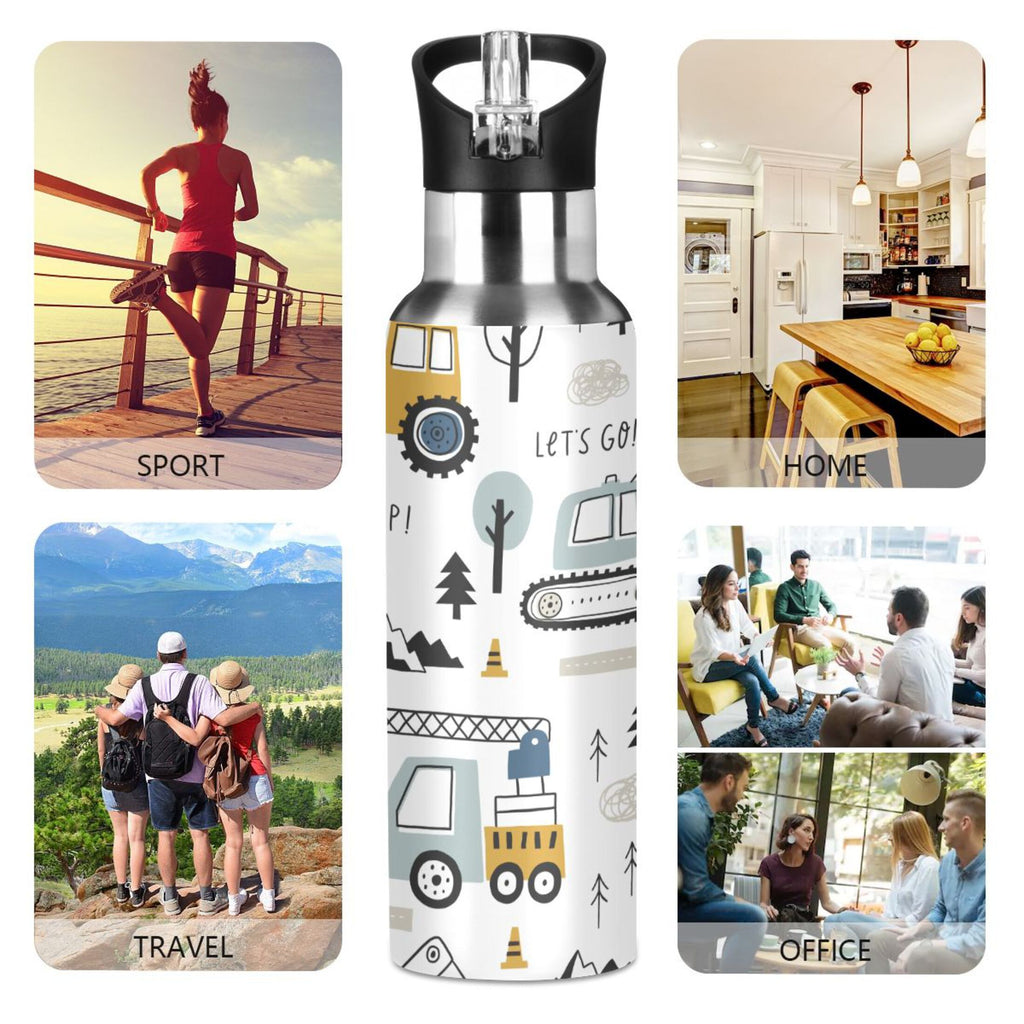 20 OZ Stainless Steel Vacuum Insulated Water Bottle with Straw Lid M788956