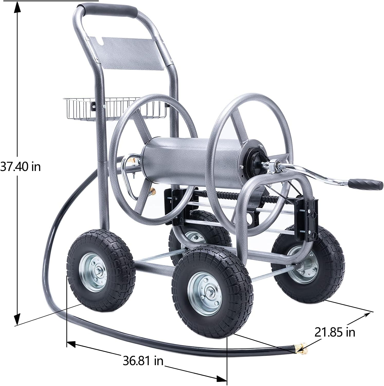 Industrial Hose Reel Cart with 4 Solid Wheels, 250-Feet Capacity X7682