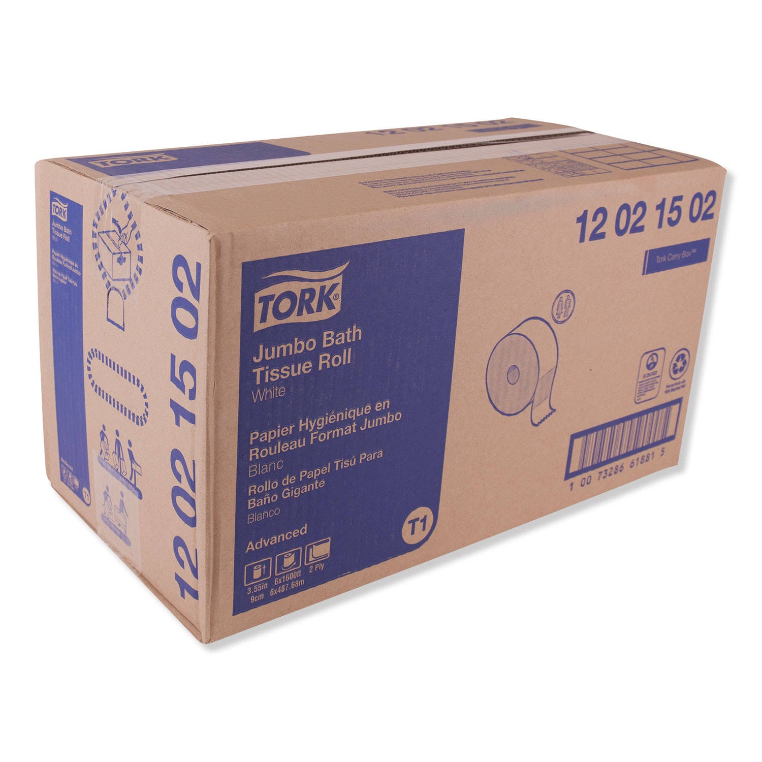 White 2-Ply Jumbo Bath Tissue, 1600 ft/Roll, 6 Rolls/Carton Z459459