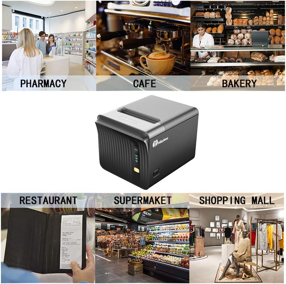 Thermal Receipt Printer with Auto Cutter, USB Serial Ethernet LAN, ESC/POS E53903