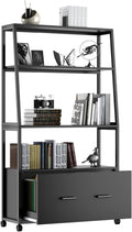 Black Rolling File Cabinet with Drawer K17055