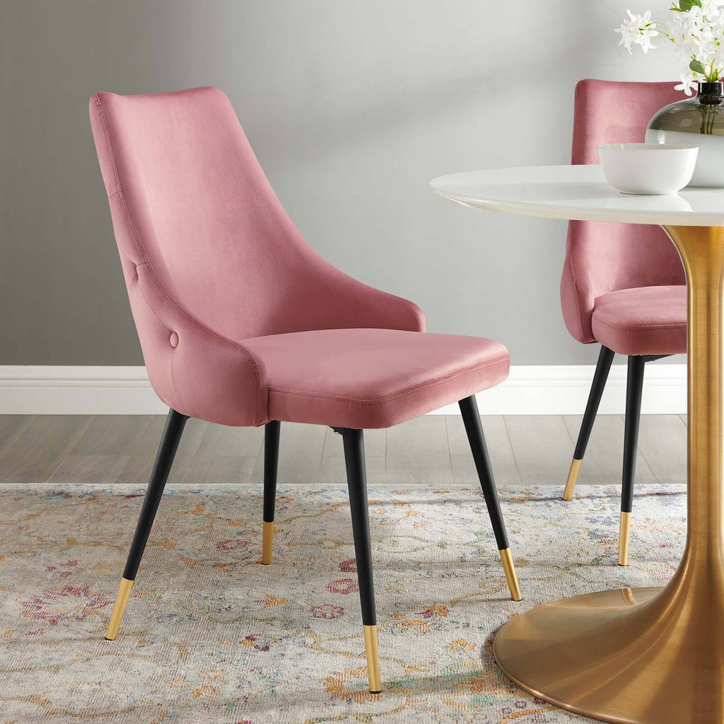Dusty Rose Tufted Velvet Dining Side Chair Q1900