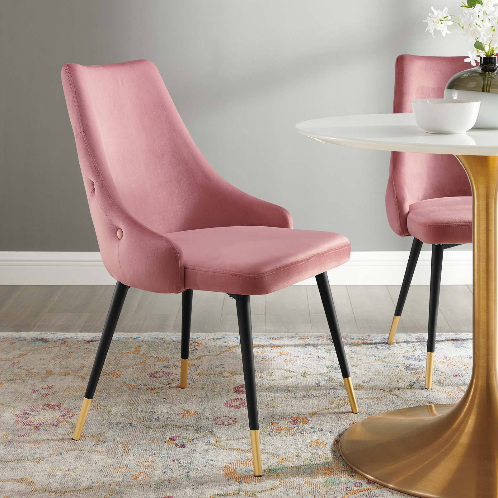 Dusty Rose Tufted Velvet Dining Side Chair Q1900