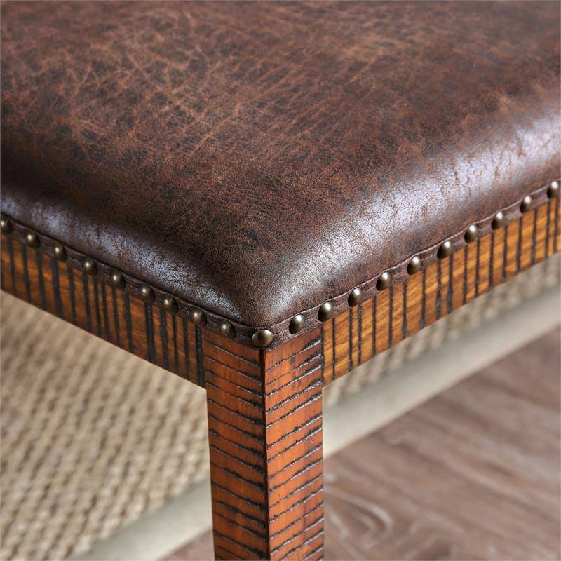 Solid Wood Counter Height Bench in Dark Oak U85978