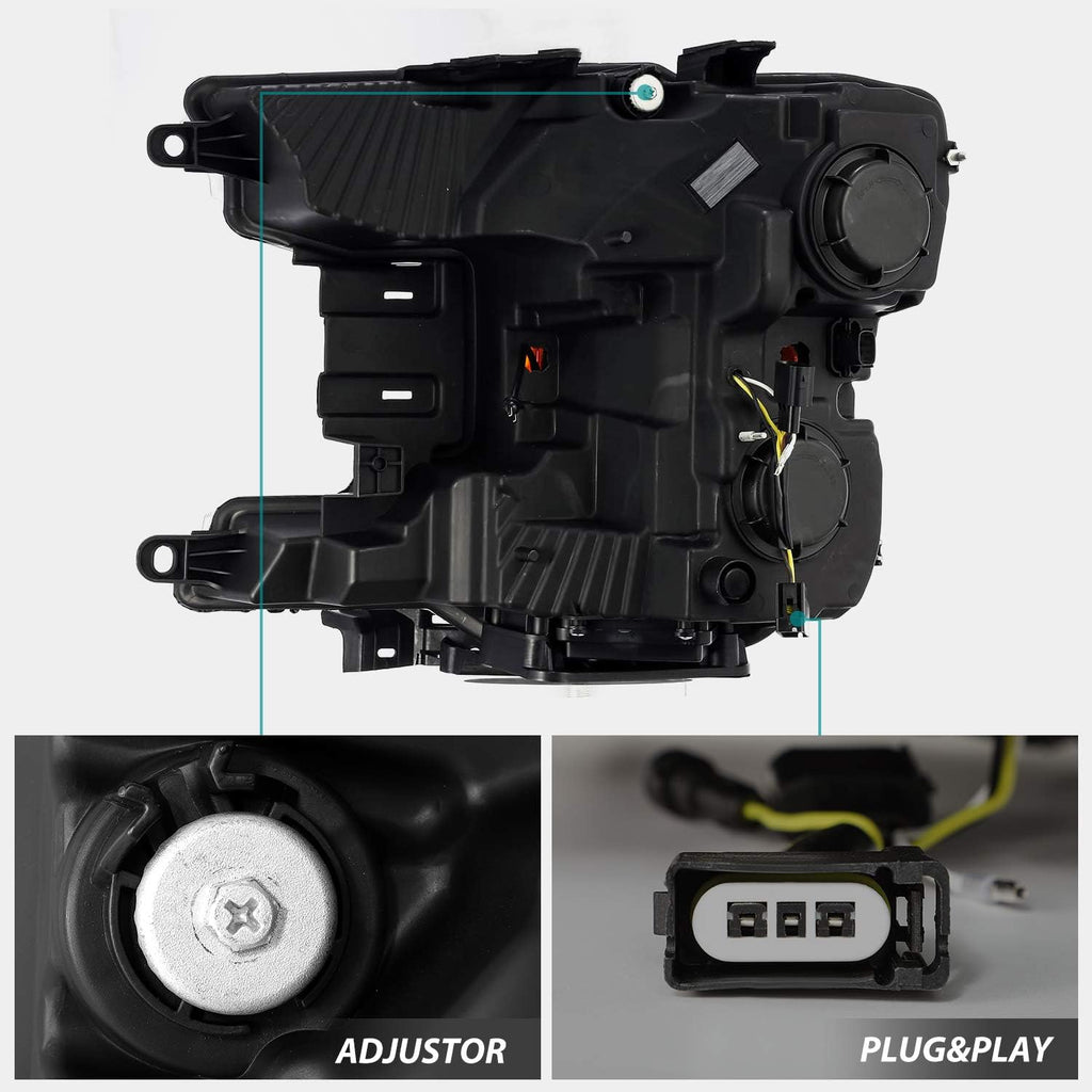 Jet Black LED Tube Dual Projector Headlights M35311