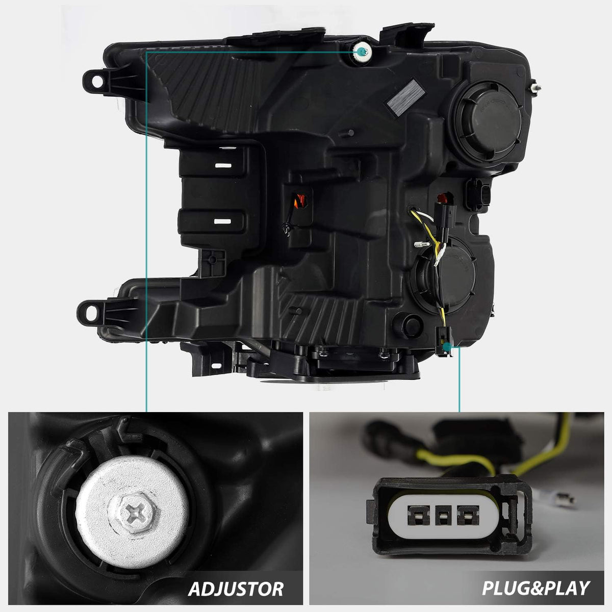 Jet Black LED Tube Dual Projector Headlights M35311