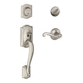 Camelot Single Cylinder Handleset with Flair Lever Satin Nickel Right Hand S7514
