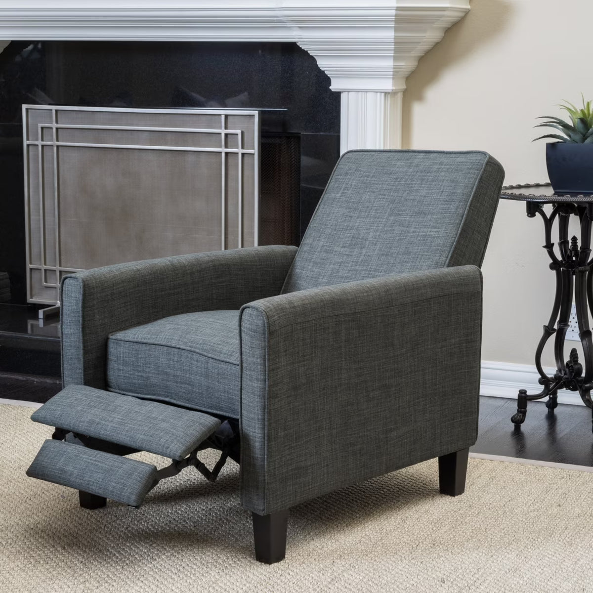 Dark Blue Fabric Recliner Club Chair Q624236