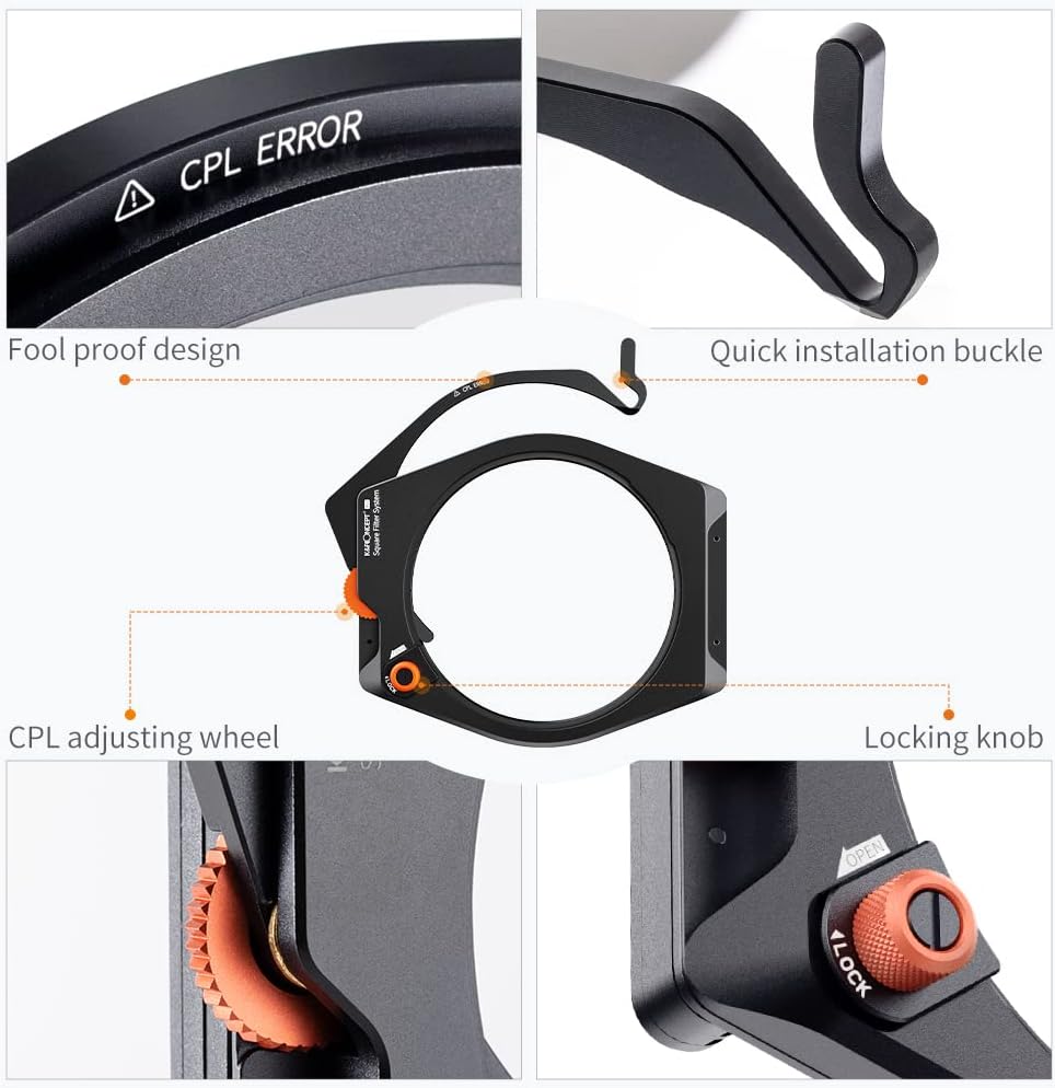 Square Filter Holder System Kit with 95mm Circular Polarizer, Square GND8 Filter, ND1000, and 4 Filter Adapter Rings J2866