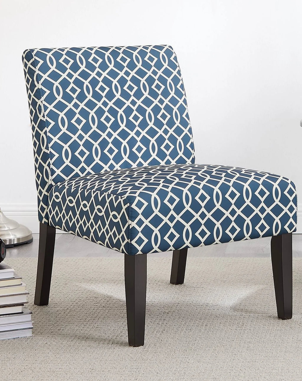 Blue Fabric 3pc Side Table and 2 Chairs Set R559