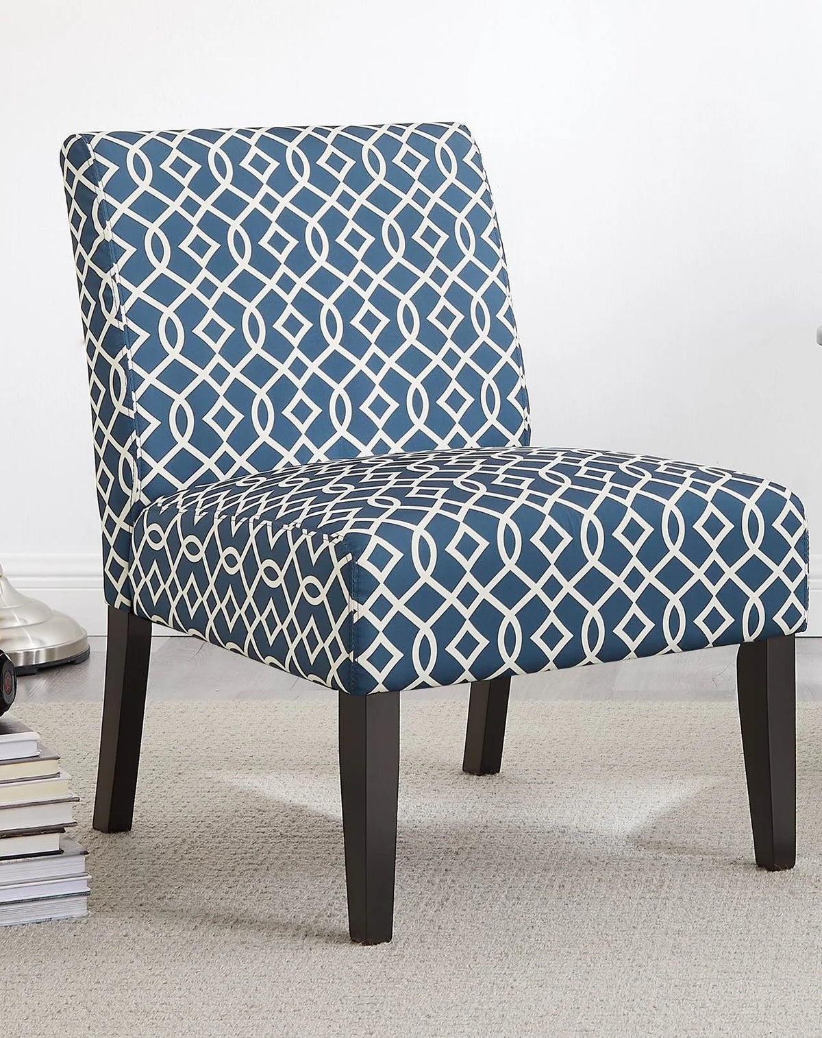 Blue Fabric 3pc Side Table and 2 Chairs Set R559
