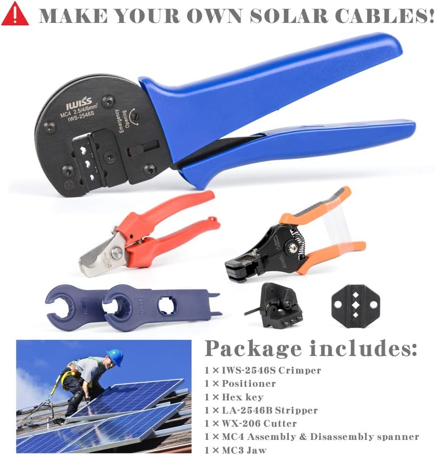 Solar Crimping Tool Kit with Wire Cable Cutter and Stripper R65455