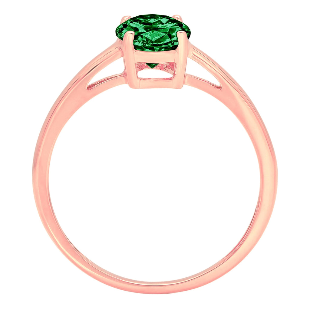 Oval Cut Green Simulated Emerald Solitaire Ring F430041