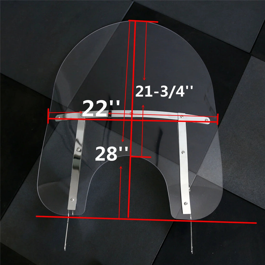 Clear Detachable Windshield Windscreen 28 Inch with Bracket Mounting K260501