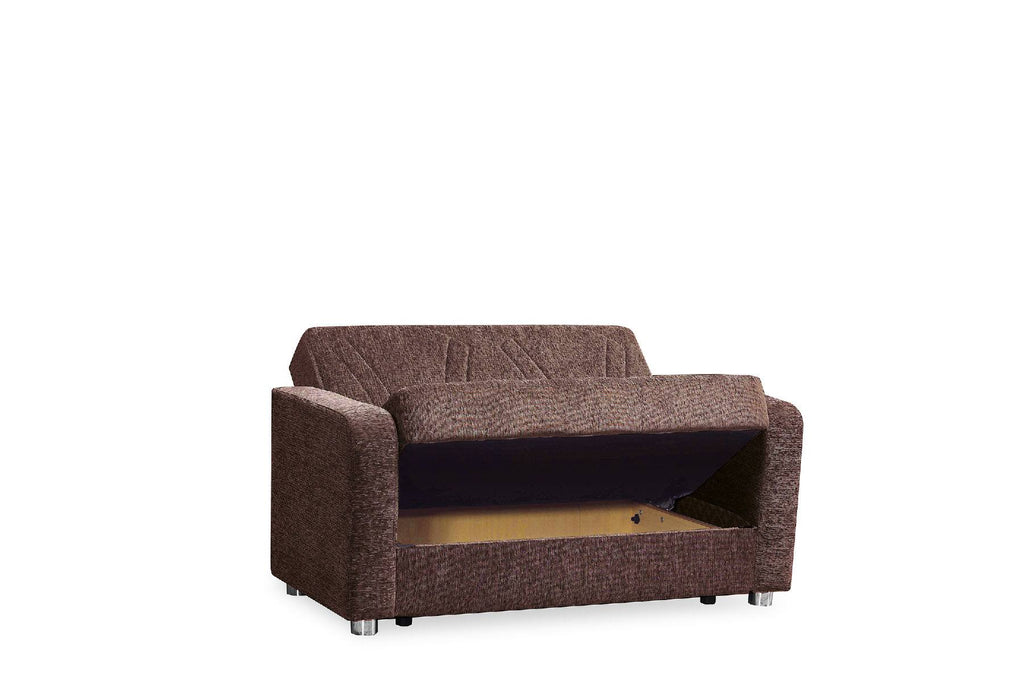 Dark Brown Chenille Loveseat E577