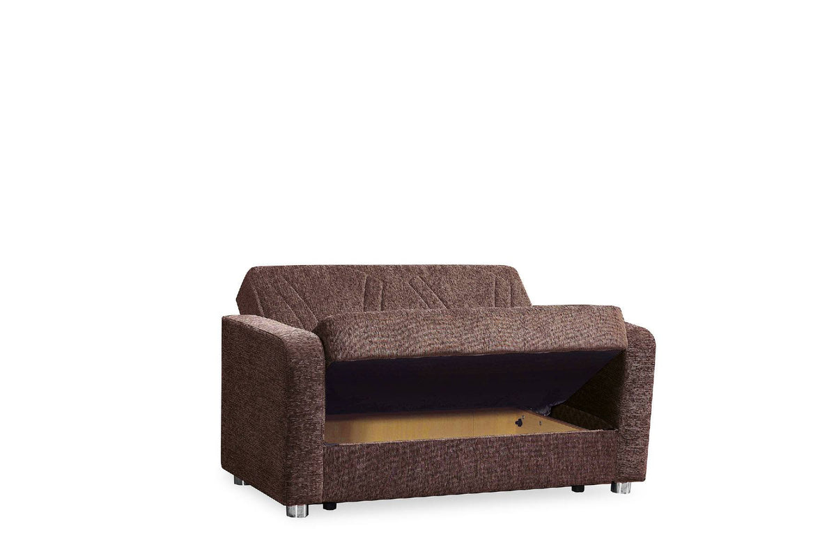 Dark Brown Chenille Loveseat E577