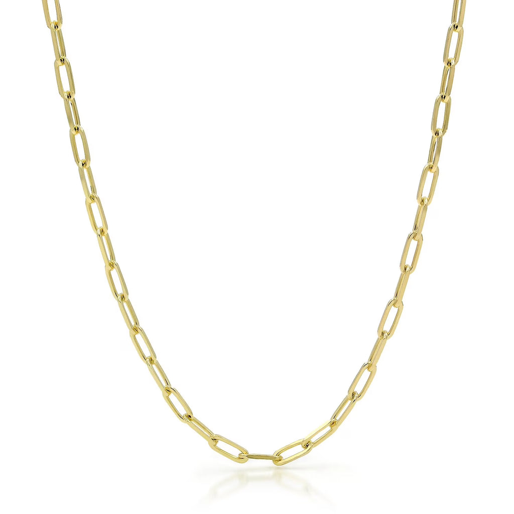10k Yellow Gold 3mm Paperclip Chain Necklace 16" - 24" T685