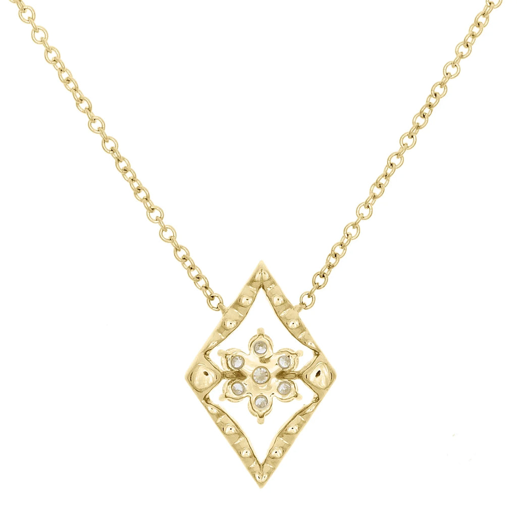 14K Yellow Gold Diamond Geometric Cluster Necklace 18" S536734
