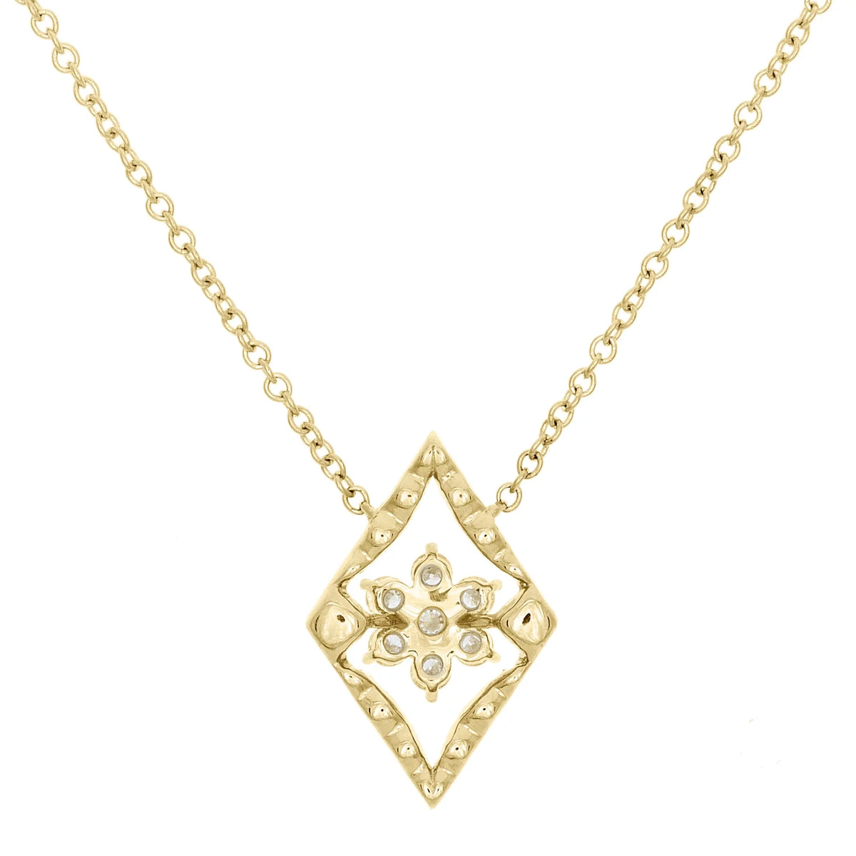 14K Yellow Gold Diamond Geometric Cluster Necklace 18" S536734