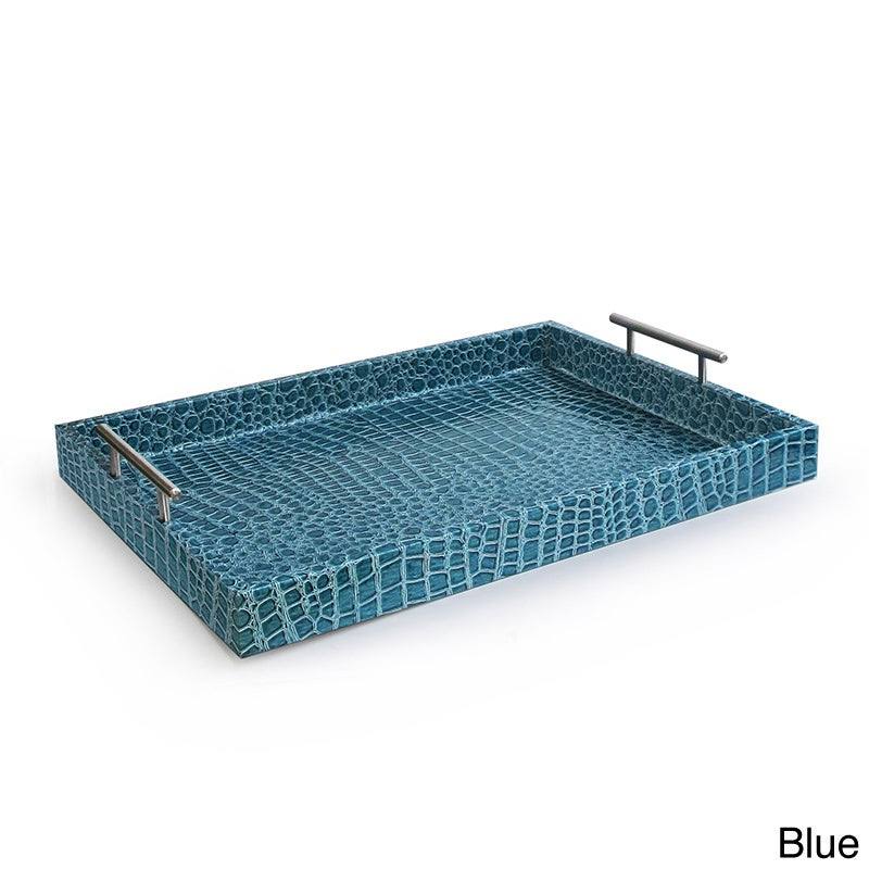 Silver Alligator Tray with Metal Handles N955589