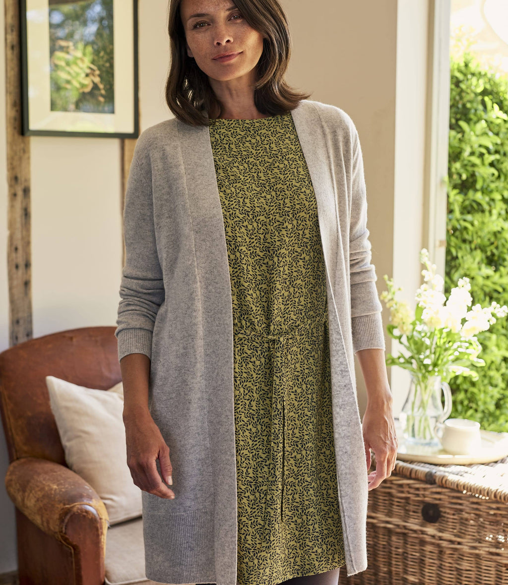 Beige Open Long Cashmere Cardigan R66674