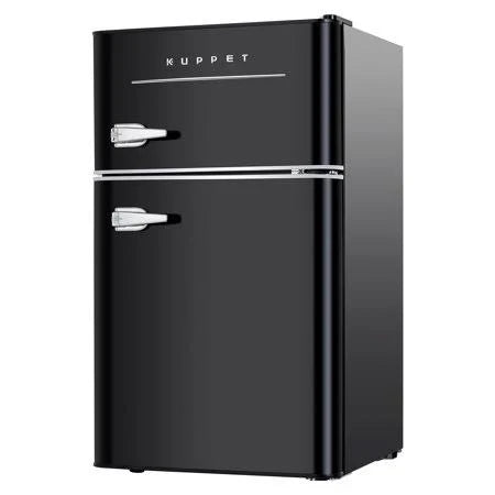 Retro Mini Refrigerator 2-Door Compact Refrigerator, 3.2 Cu.ft, Black T47458
