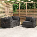 3 Piece Gray Poly Rattan Corner Sofa Set with Cushions J218