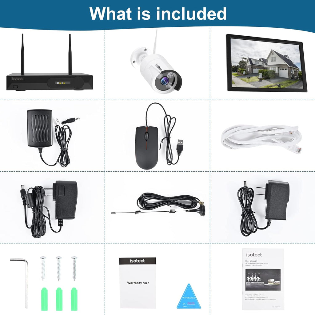 11.6" 8CH 3MP CCTV Security System with 6 IP66 Waterproof Cameras and 2TB HDD I183