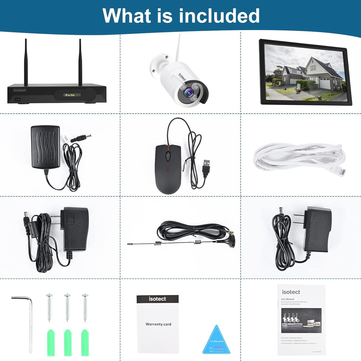 11.6" 8CH 3MP CCTV Security System with 6 IP66 Waterproof Cameras and 2TB HDD I183