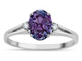 Oval Simulated Alexandrite Three Stone Engagement Ring I6011