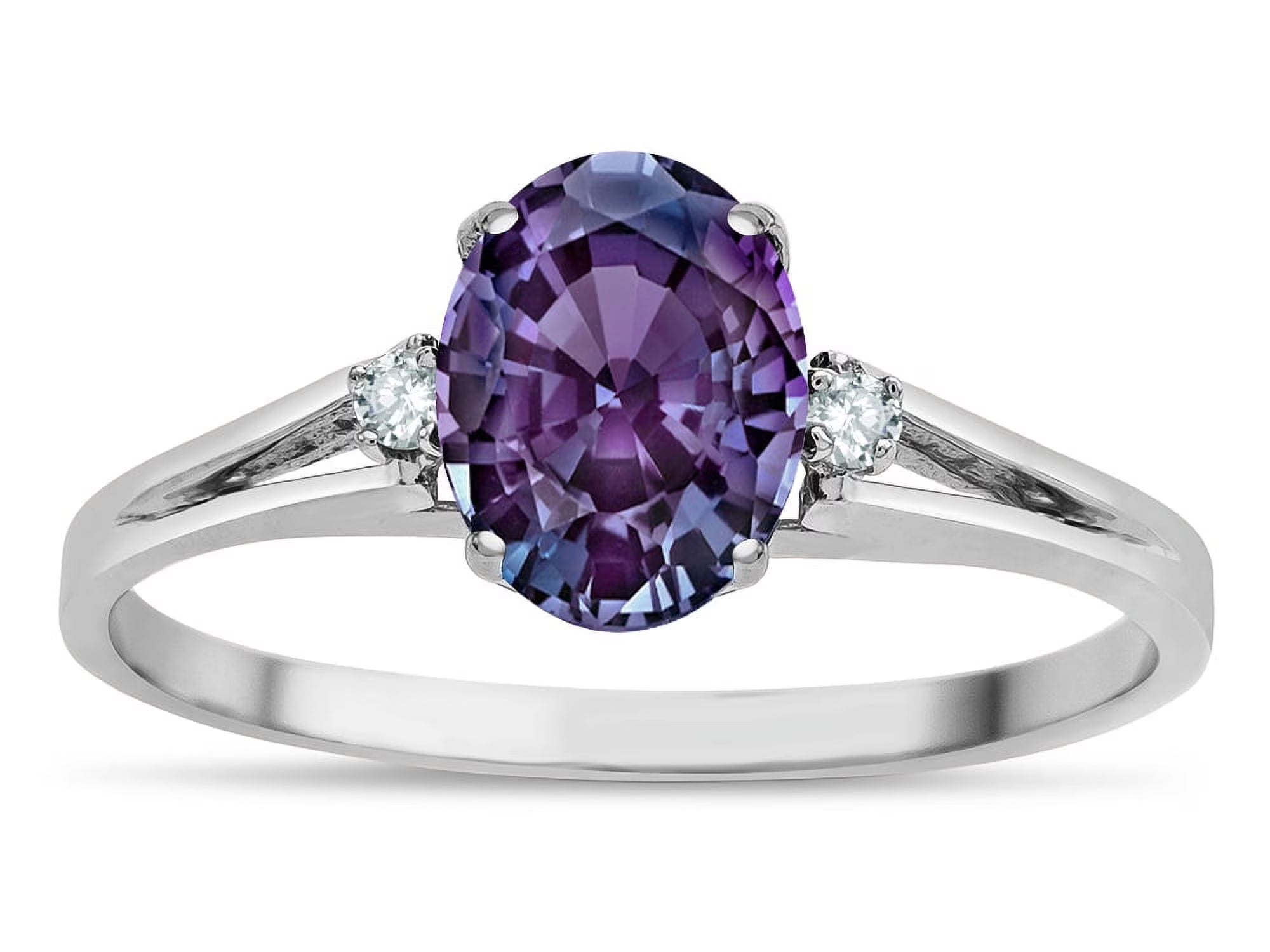 Oval Simulated Alexandrite Three Stone Engagement Ring I6011