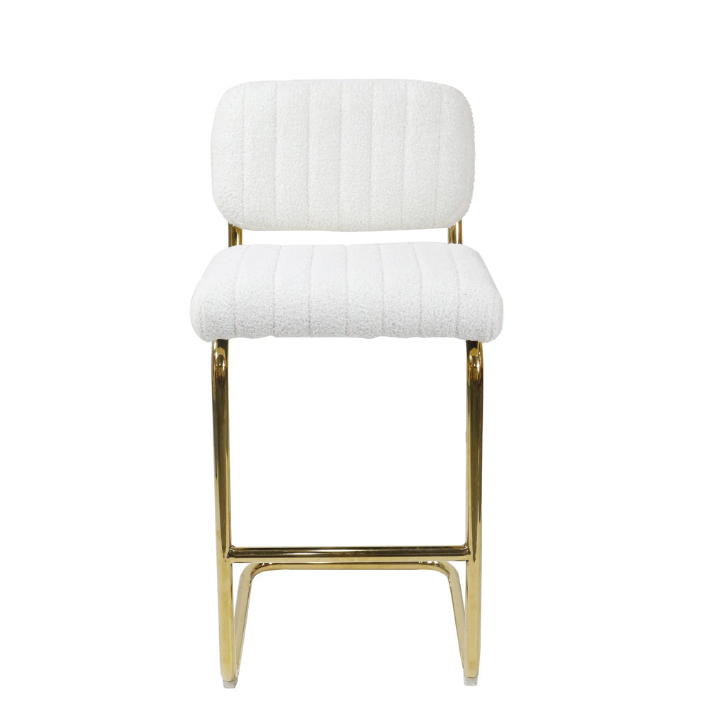 Ivory Boucle Fabric Counter Height Bar Stools Set of 2 R60871