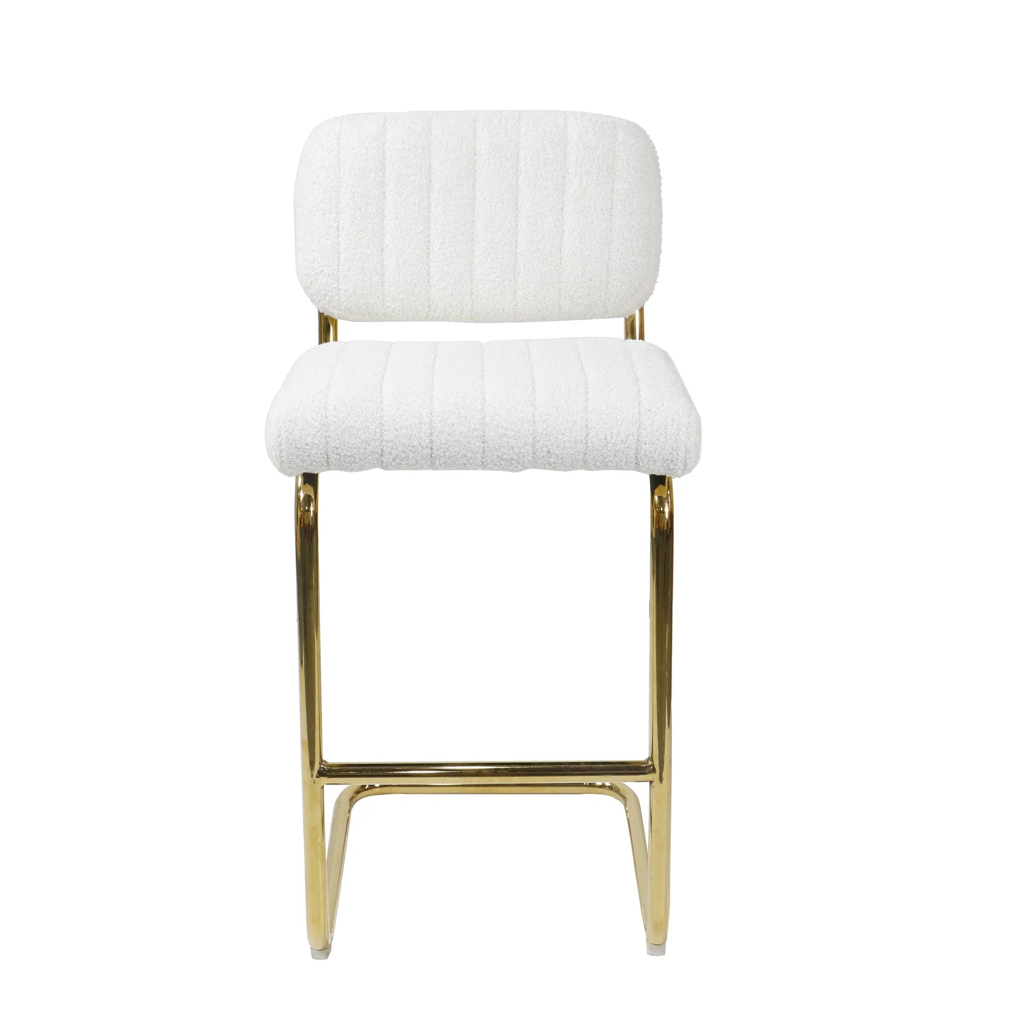 Ivory Boucle Fabric Counter Height Bar Stools Set of 2 R60871