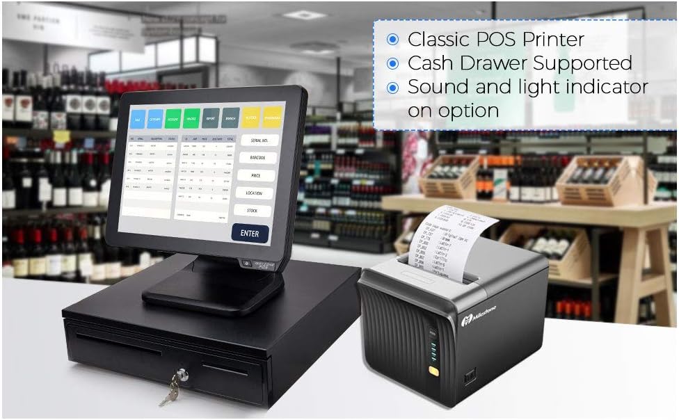 Thermal Receipt Printer with Auto Cutter, USB Serial Ethernet LAN, ESC/POS E53903