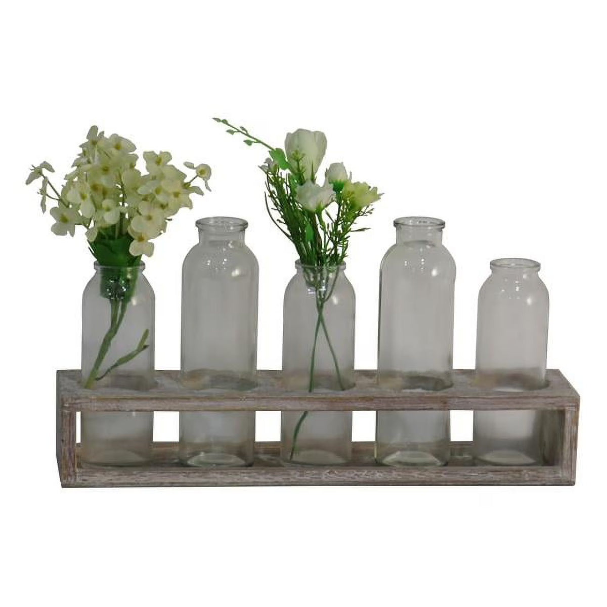 Glass Bottle Decor with Wooden Stand Y361