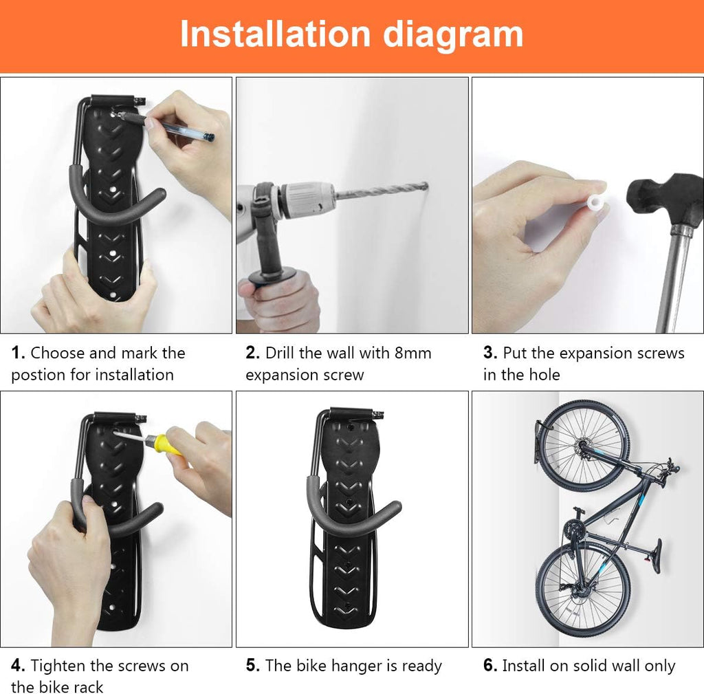 4 PCS Vertical Bike Hook Wall Mount Storage Rack J53880